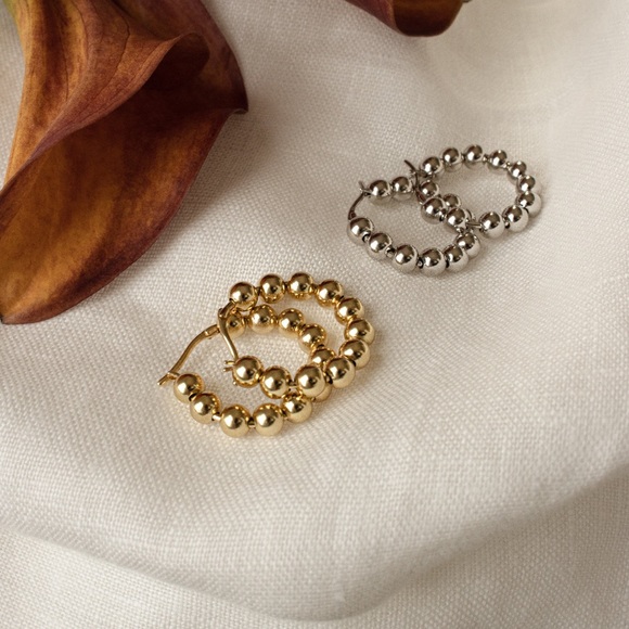 New 925 Sterling Silver Bold Beaded Earrings, wonderful Earrings, wow Earrings - Picture 4 of 7